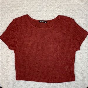 Solid Rib-knit Tee and Tie Front Leggings Set